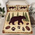 thumbnail image 2 of Homewish Wild Animal Baer Full Size Sheets,Cute Bear Paws Bed Sheets,Rustic Pine Cone Sheet Sets For Adults,Breathable Home Decor,4-Piece, 2 of 7