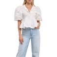 thumbnail image 1 of SUNSIOM Women’s Puff Sleeve Peplum Tops Frill V Neck Solid Color Loose Shirts Spring Fall Blouses, 1 of 6