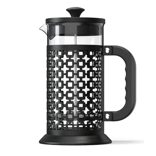 Máquina de café de prensa francesa de 1000ml, máquina de café casera de acero inoxidable 304 Abody Negro plata
