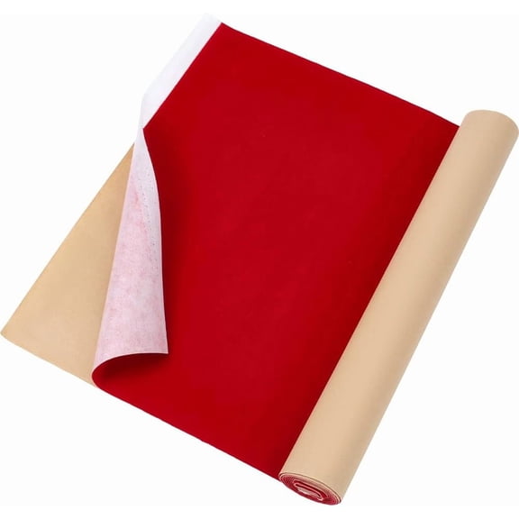 15.7x60.6 Inch Red Velvet Self Adhesive Felt Material Soft Repair Patch Flock Backing Paper Liner Sticky Solid Color Wallpaper Fabric for Jewelry Display Box Drawer Liners Craft Furniture DIY