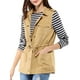 thumbnail image 5 of Chaleco sin mangas para mujer INSPIRE CHIC con cintura ajustable, cierre de cremallera, de algodón, estilo cargo, con bolsillo, color caqui, talla M, 5 of 8