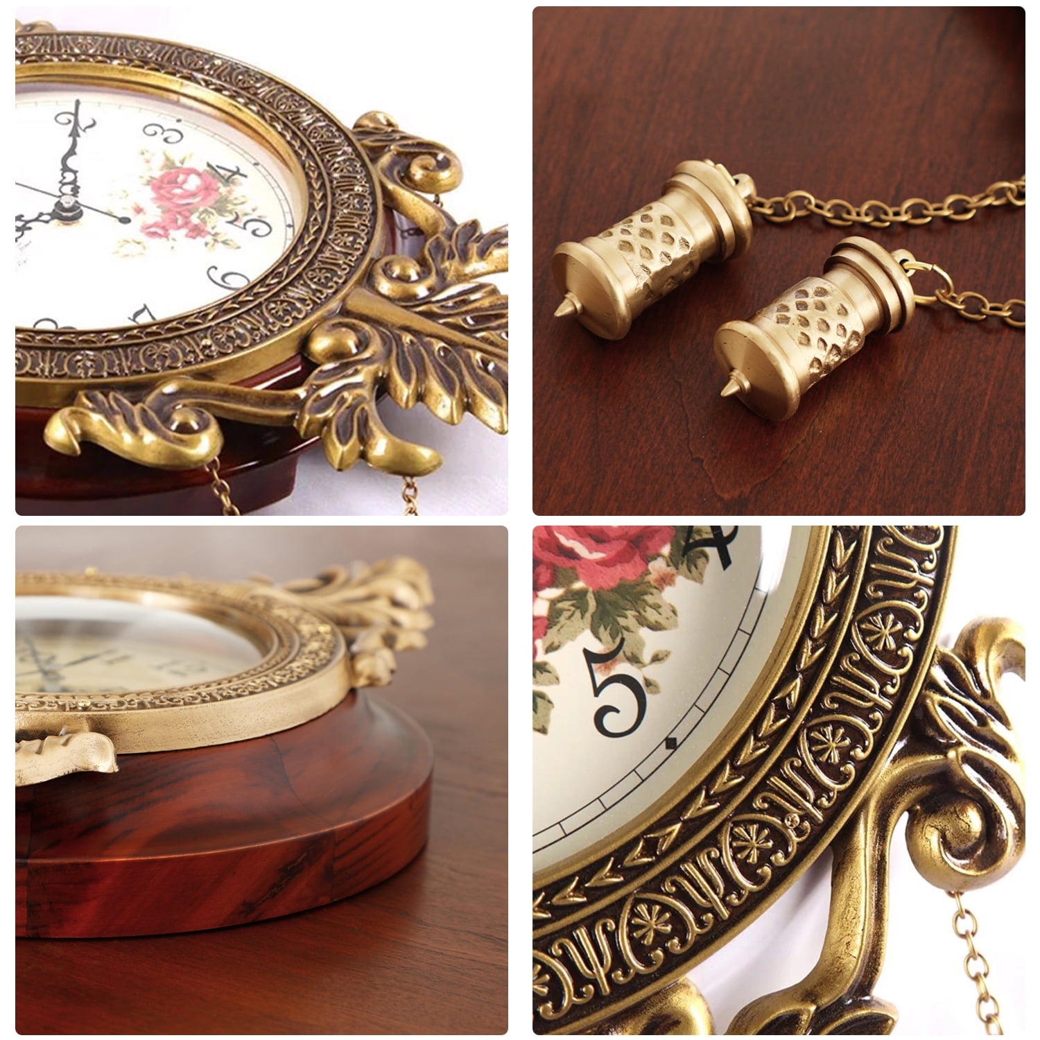 Aero Snail 9" Pendulum Wall Clock, Solid Wood, Battery Operated, Retro Vintage Clock 205C