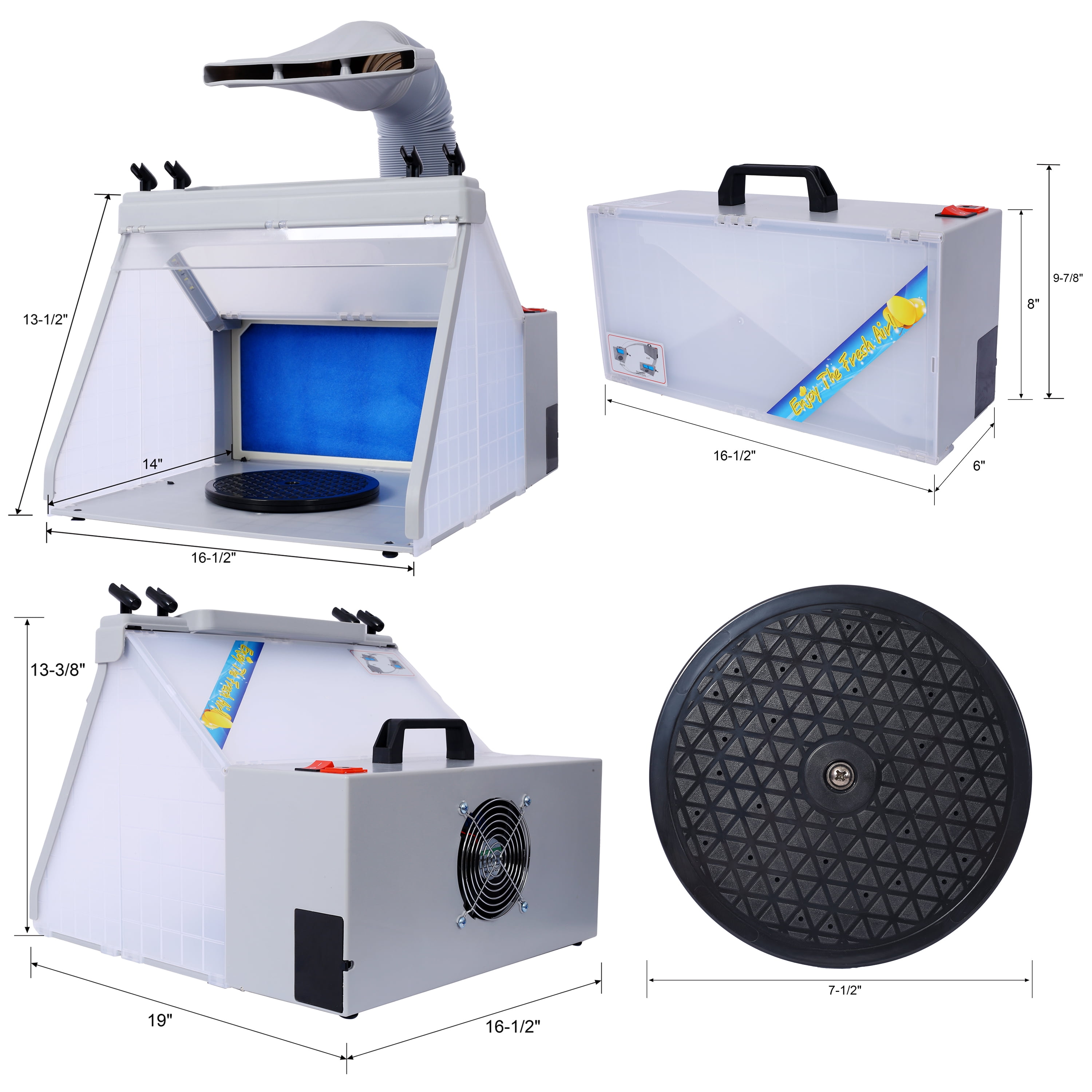 Airbrush Spray Booth with 3 LED Lights 4 Holders for Crafts Cakes