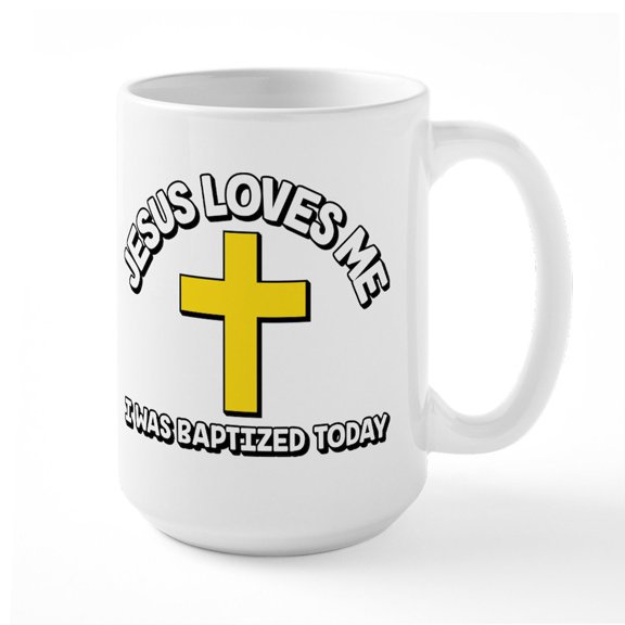 CafePress - Jesus Loves Me - 15 oz Ceramic Large White Novelty Mug