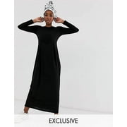 ASOS Womens Long Sleeve Jersey Maxi Dress With Pleat