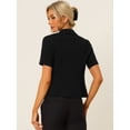 thumbnail image 4 of Chaqueta tipo cárdigan informal de negocios para mujer, ligera, de manga corta, abierta en la parte delantera, con solapa y muesca negro XL, 4 of 6