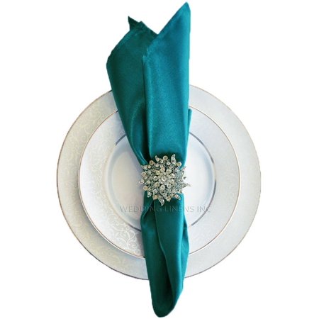 

Wedding Linens Inc. (10pcs) 20 x 20 Heavy Duty Satin Table Napkins Napkin for wedding Party Decorations Events - Peacock