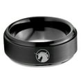 thumbnail image 2 of Tungsten Legendary Mythical Unicorn Band Ring 8mm Men Women Comfort Fit Black Step Bevel Edge Brushed Polished, 2 of 4
