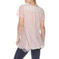 thumbnail image 2 of Simply Couture Short Sleeve Lace Mixed Media Layer Top, Womens, 2 of 3