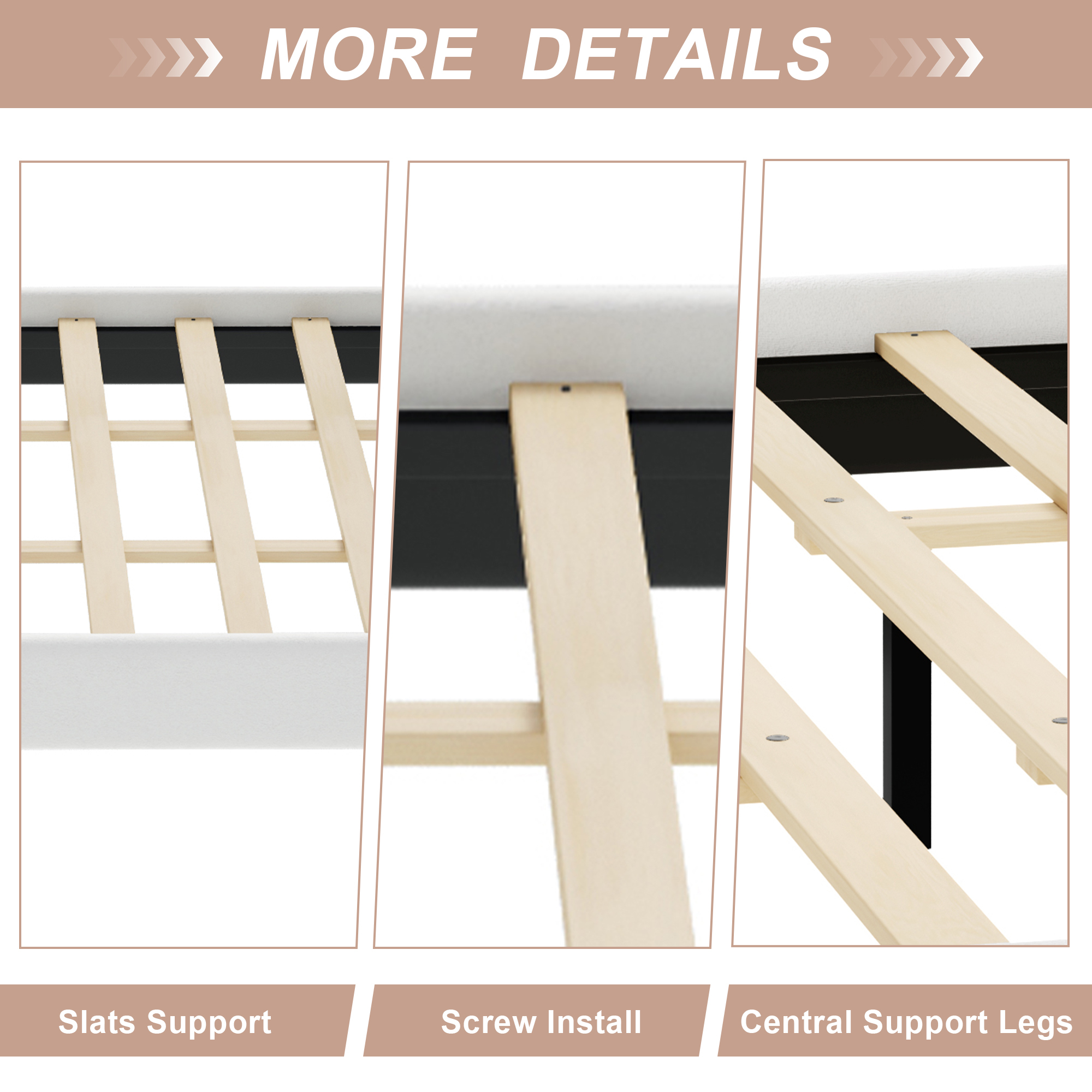 Euroco Velvet Upholstery King Size Platform Bed, Button Tufted Sleigh Bed Frame, No Box Spring Needed, Beige