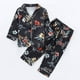 thumbnail image 2 of Odeerbi 1-8 Años Niños Niñas Pijamas de Raso Solapa de Muesca Camisa de Manga Larga Conjunto de Dos Piezas de Pijama Suave Estampado Floral, 2 of 9
