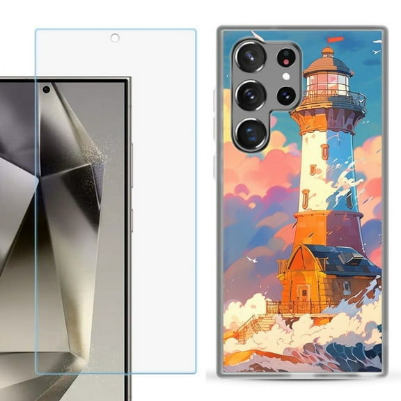 OneToughShield ® Compatible with Samsung Galaxy S24 Ultra, Shockproof Phone Case, with Tempered Glass Screen Protector - Sunset Beacon