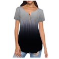 thumbnail image 2 of ICHUANYI Clearance Women Round-Neck Short Sleeve Gradient Strappy Shoulder T-Shirt Tops Blouses(Gray, M) ICHUANYI WER2023081007270, 2 of 7