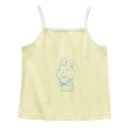 

Toddler Girls T-Shirt Tops Summer Cartoon Pattern Solid Color Breathable Suspender Casual Home Summer 0 To 4 Years