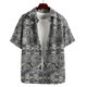 thumbnail image 2 of Playeras Camisa de manga corta con solapa y hebilla de bolsillo con impresión digital 3D para hombre (Grey, M), 2 of 3