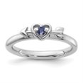 thumbnail image 4 of Auriga Fine Jewelry 925 Sterling Silver Created Sapphire Heart with Arrow Ring Size 5 for Women, 4 of 6