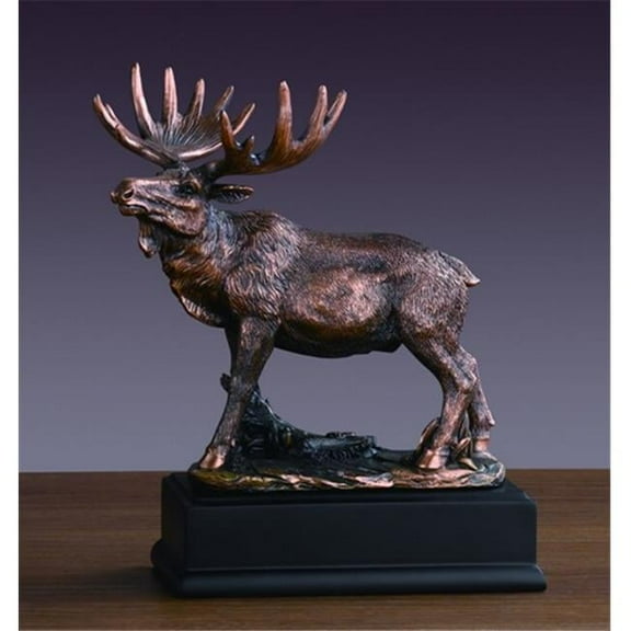 F Moose Bronze Plated Resin Sculpture