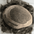 thumbnail image 3 of Replacement for Men Thin Skin Toupee Mono Lace Top Mens Hair Pieces Replacement System #3 Mixed 60%Grey Human Hair Toupee, 3 of 5