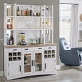 thumbnail image 2 of Pemberly Row Modern Wood Buffet with Open Display Hutch in White, 2 of 5