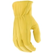West Chester 84000 Master Guard Premium Grain Cowhide Leather  Yellow, X-Large, Shirred Elastic Wrist Cuff Driver Gloves with Keystone Thumb. Work Apparel
