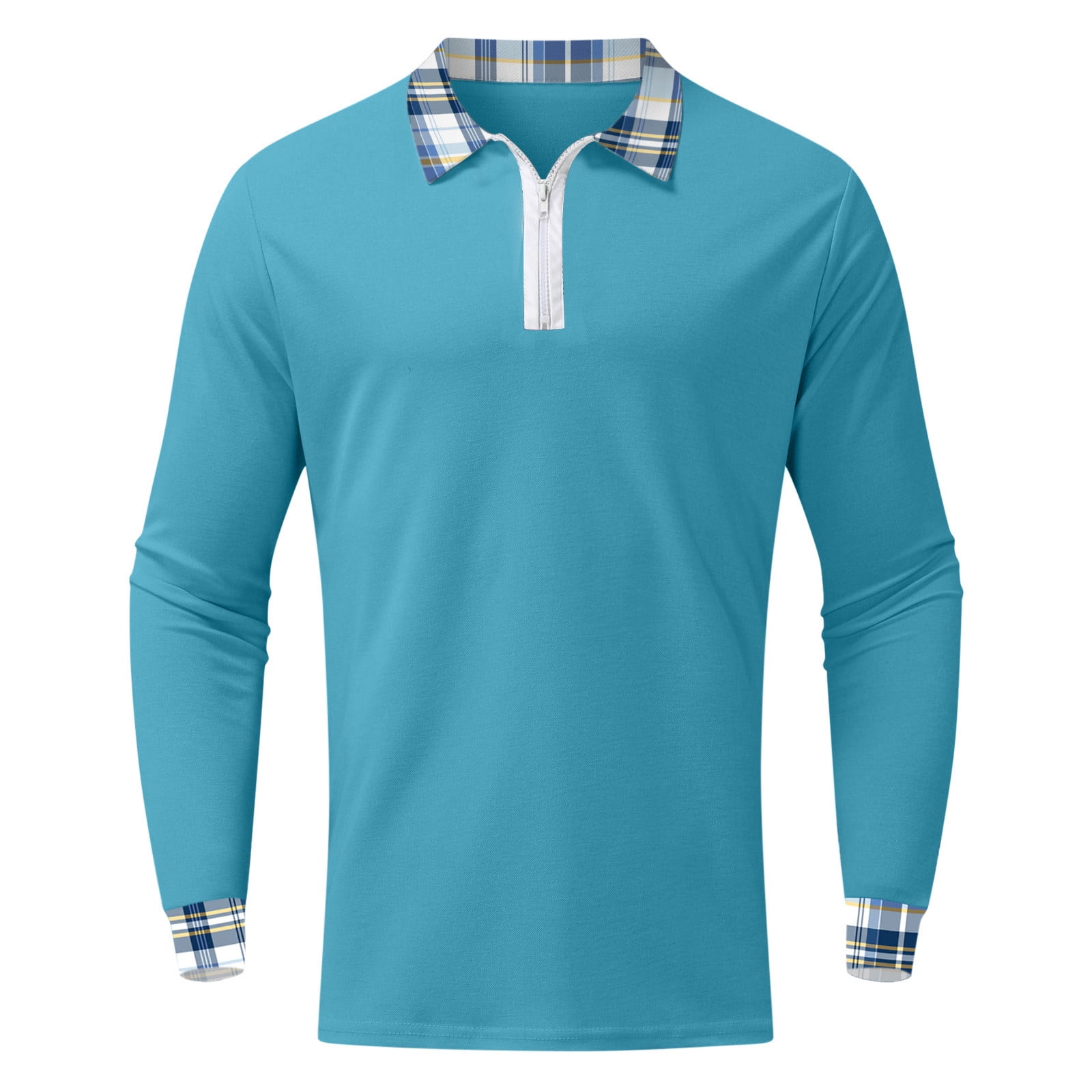 LEEy-world Polo Shirts for Men Men\'s Polo Shirt Quick Dry Golf Shirt UPF 50  Long and Long Sleeve Tactical Shirts Light Blue,L