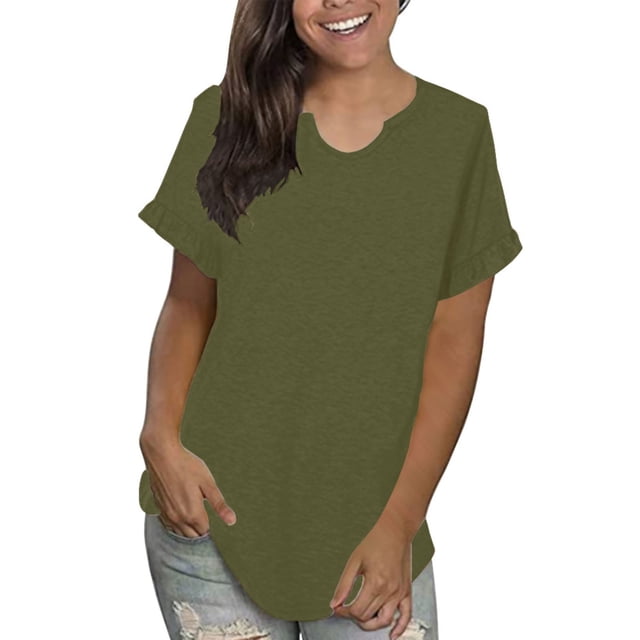 Playera Casual de Manga Corta Gibobby para Mujer con Volantes Sexy Verano