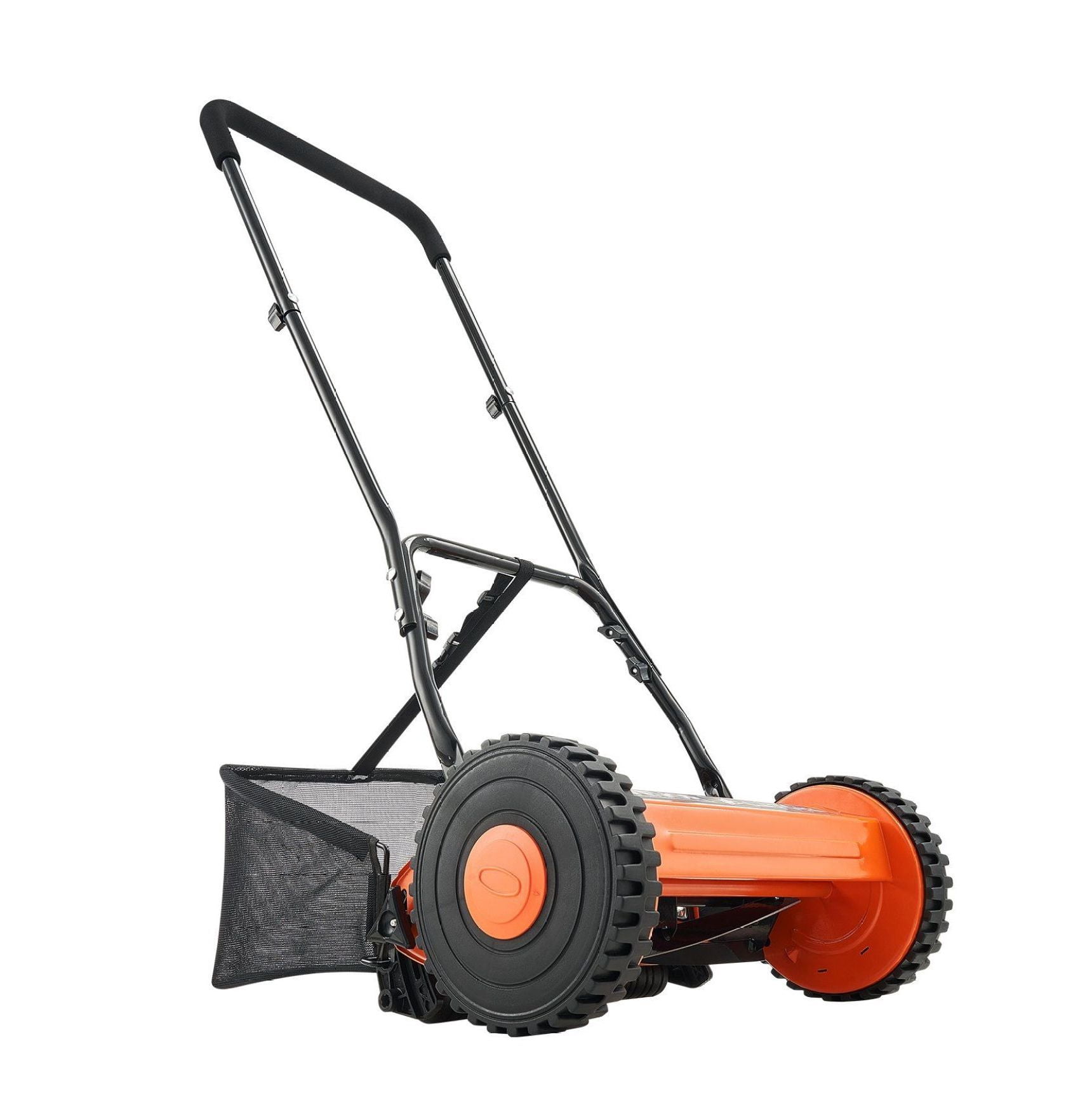 Push Reel Lawn Mower 16 Inch, 5 Blade Manual Mower, Adjustable Cutting Height, Walk Behind Mower with Grass Catcher for Small Lawns & Courtyards