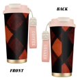 thumbnail image 2 of Stainless Steel Coffee Cup 7.7×2.6×3.5in Tapered Design Nylon Woven Wrist Strap Portable Durable Cup Bottom With Non-Slip Sticker Argyle Plaid Darkorange_3, 2 of 8