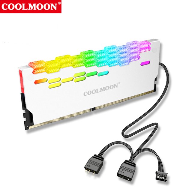 Coolmoon Memory Radiator RGB RAM Heatsink Cooling Vest RGB Cooler; Lighting Decor for High Short Memory Computer Accessory, White