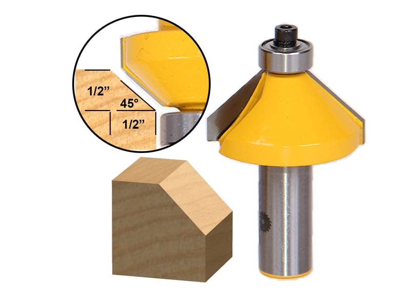 Yonico 45° Chamfer/Bevel Edging Router Bit Large 1/2" Shank 13106
