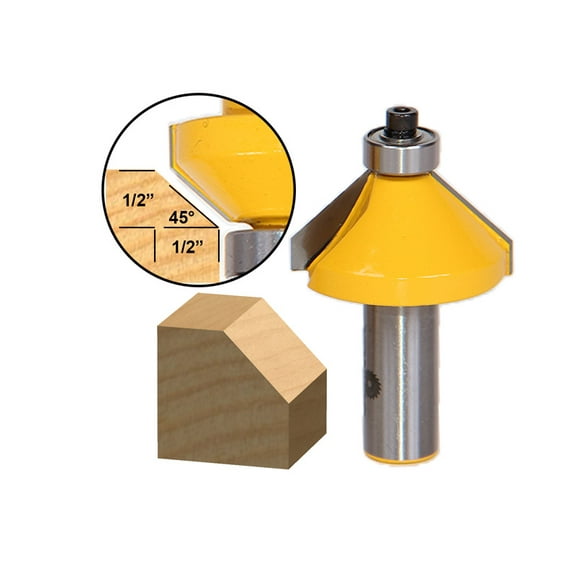 Yonico 45° Chamfer/Bevel Edging Router Bit - Large - 1/2" Shank 13106