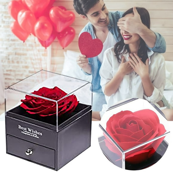EGNMCR Fake Flowers, Artificial Flowers Everlasting Flower Gift Box Rose Preservation Box Mother's Day Rose Gif Handmade Rose
