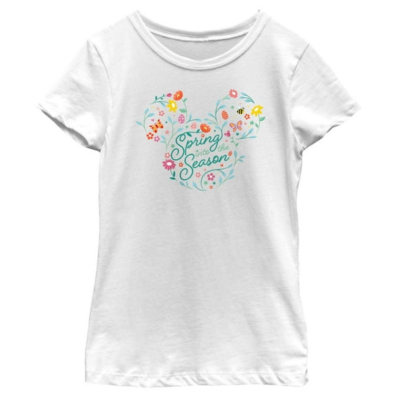 Girl's Mickey & Friends Spring Into the Season  Graphic Tee White Medium
