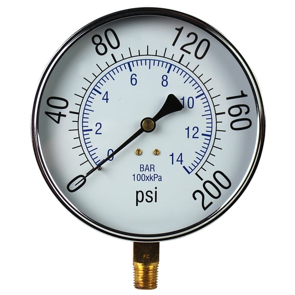 Large 4.5" 200 PSI Air Compressor Tank Pressure Gauge 1/4" Male NPT Threads