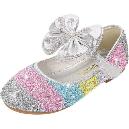 

synia Girls Sandals Soft Sole Sandals Glitter Bowknot Shoes Ankle Strap Summer for Toddler/Little Kid/Big Kid