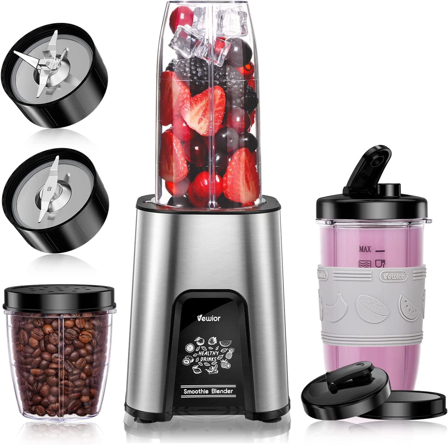 Smoothie Bullet Blender for Shakes Smoothies 850W, 12 Pieces Personal Blenders for Kitchen with 6 Fins Blade, Smoothie Blender with 2*23 oz To-Go Cups - Walmart.com