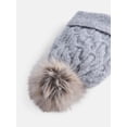 thumbnail image 3 of Scenario Women's Cable Knit Pom Beanie, Medium Grey Heather, 3 of 5