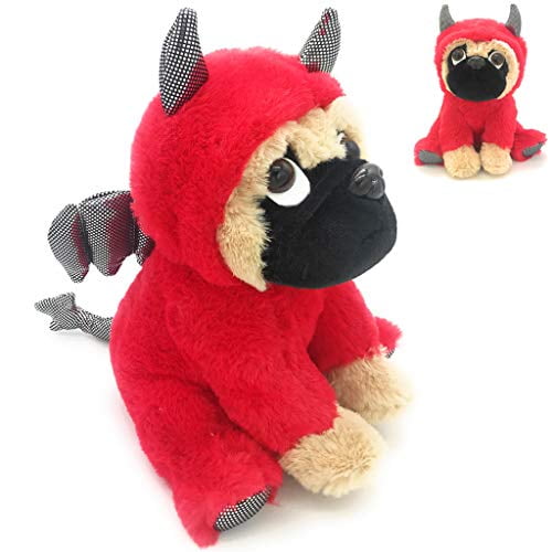 Adorable Pug Stuffed Animal Dressed in a Devil Costume Plush Soft Puppy