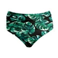 thumbnail image 5 of MNCEKFOD Womens Swim Bottoms Floral High Waist Ruched Belly Control Bikini Swim Shorts Comfortable And Stylish Swimsuit Bathing Suit Bottoms Dark Green S, 5 of 6