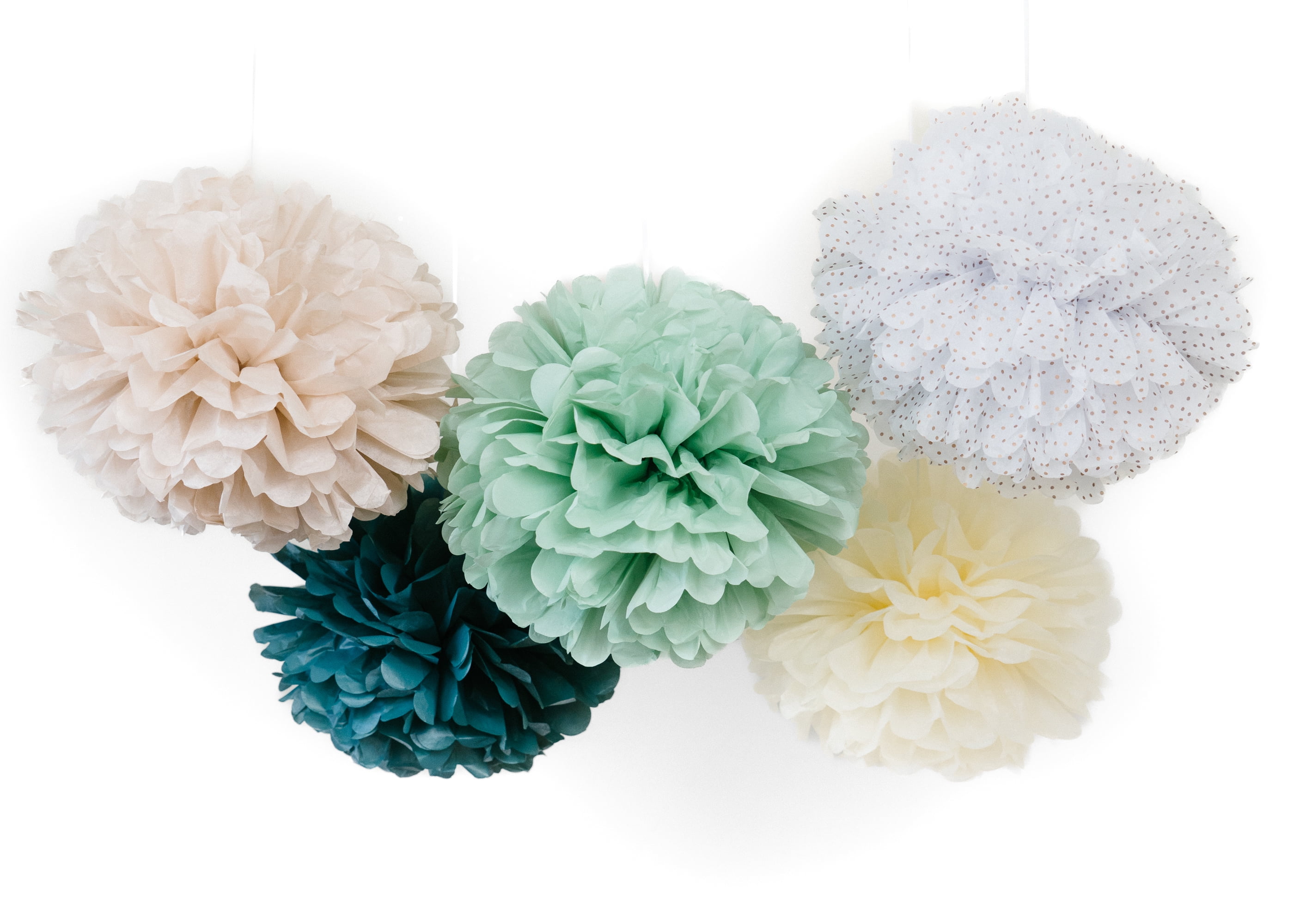 PapaKit Party Tissue Pom Pom Paper Flower Set, for Birthday Party Baby Shower Wedding Engagement Bachelorette Event Decoration ( Sage Green, 20 Piece Set)