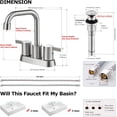 thumbnail image 5 of PARLOS Centerset Two-Handle Bathroom Sink Faucet with Metal Drain Assembly and Supply Hose, Brushed Nickel, 5 of 6