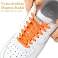 thumbnail image 3 of 2 Pair No Tie Elastic Flat Shoe laces with Magnetic Metal Silver Buckle for Sneakers Casual Hiking, 3 of 8