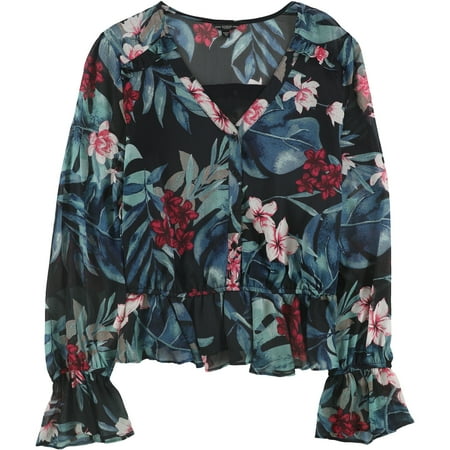 GUESS Womens Montara Peasant Blouse, Black, Medium