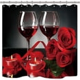 thumbnail image 6 of Red Rose Wine Shower Curtain for Bathroom Decor 72Wx72H Inch Valentines Romantic Floral Blooming Flower Lovers Couple Candles Panel Fabric Waterproof Polyester with 12 Pack Plastic Hooks, 6 of 6