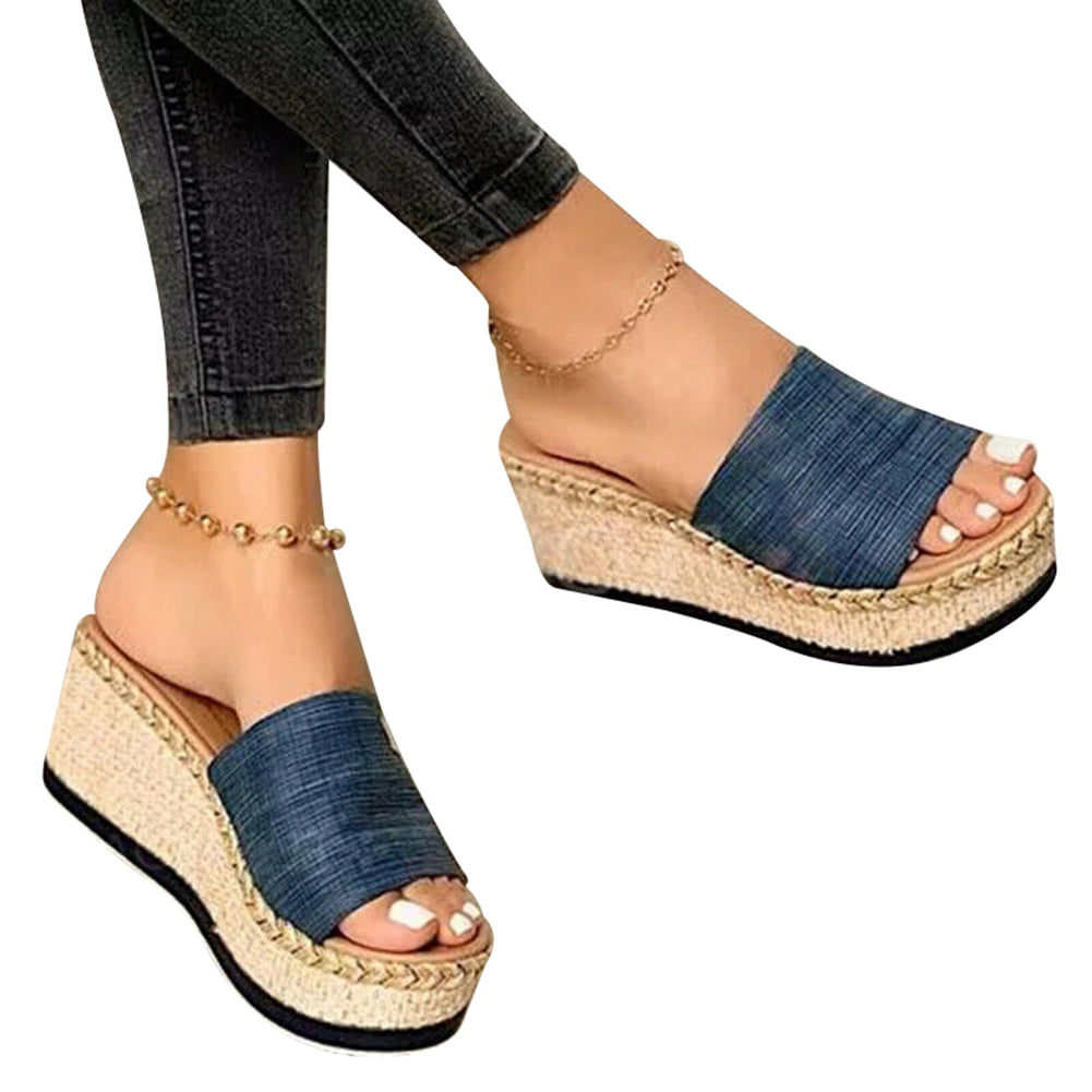 Details about  / Freeship Deals Summer Thick Bottom Wedges Shoes for Women Open Toe Ankle Strap