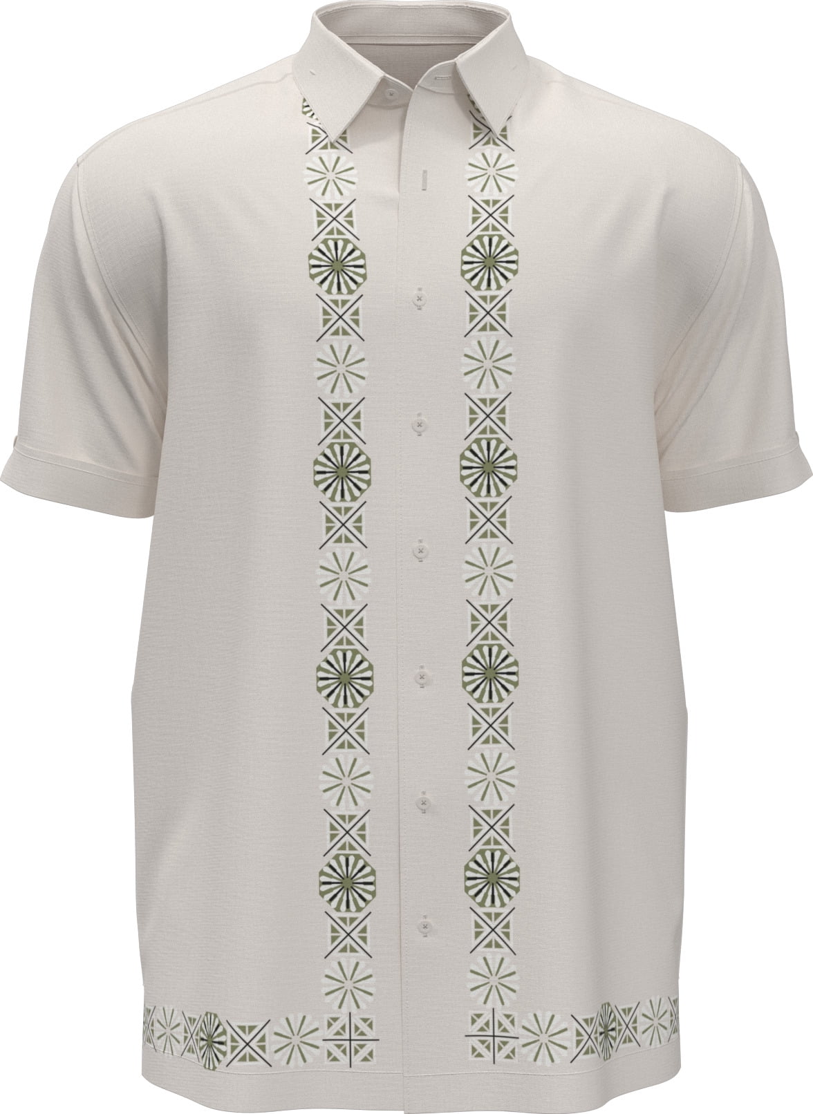 Cafe Luna Men’s and Big Men’s Geometric Panel Print Short Sleeve Button-Down Shirt, S-5XL