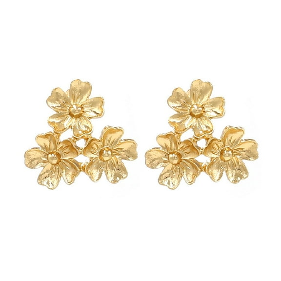 LongcreekX Flower Earrings for Women, Cute Flower Plumeria Earrings, Gold Flower Clusters Stud Earrings Hypoallergenic, Golden Hawaiian Flower Earrings Studs, Flower Floral Petal Bohemian Earrings
