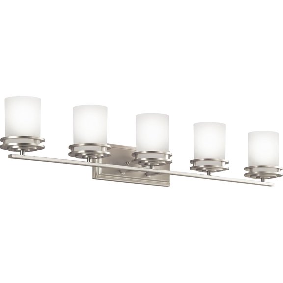 Open Box 5085NI Kichler Lighting Hendrik - 5 light Bath Bar - with Soft Contemporary inspirations - 7.75 inches tall by 43 inches wide-Brushed Nickel Finish