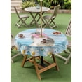 thumbnail image 3 of Blue Easter Bunny Outdoor Tablecloth - 54 Inch Round Dining Table Cover, Spring Daisy Modern Ombre Striped Waterproof Outdoor Table Cloth with Umbrella Hole & Zipper for Picnic/Patio/Party, 3 of 7