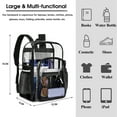 thumbnail image 3 of Sanmadrola Clear Backpack Clear Bag Heavy Duty Waterproof Transparent Large PVC Backpacks for Teenagers Women Men for Stadium School College Travel Work Hiking, Black, 3 of 7